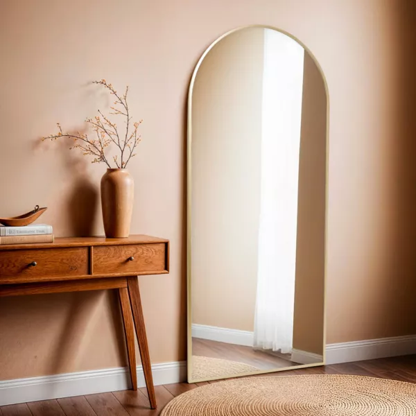 Metalen muurspiegel (H180 cm) Dallas Goud