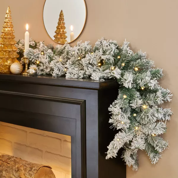 Guirlande de sapin lumineuse (300 cm - D25) Royal Vert enneig� et Blanc chaud