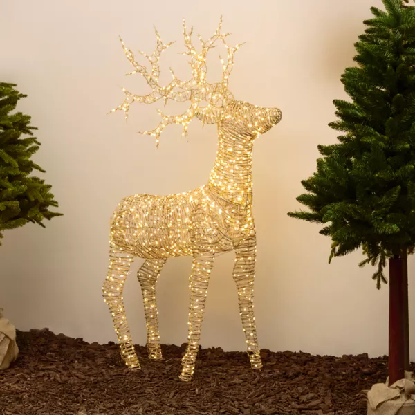 Reno luminoso 1320 Micro LED (H180cm) Stan resina trenzada Natural Blanco c�lido