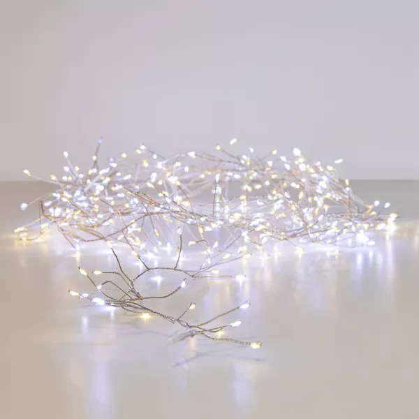 Guirlande lumineuse 6 m 480 Micro LED c�ble argent Luxe bicolore Blanc chaud et froid