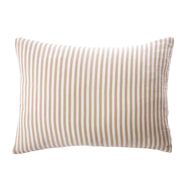 Funda de almohada rectangular de gasa de algod�n (50 x 70 cm) Ga�a rayas Albaricoque