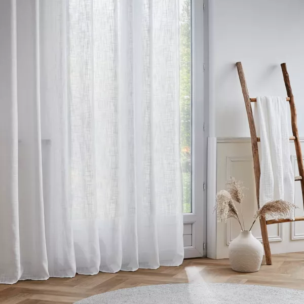 Voilage grande largeur effet lin (400 x 240 cm) Robin Blanc