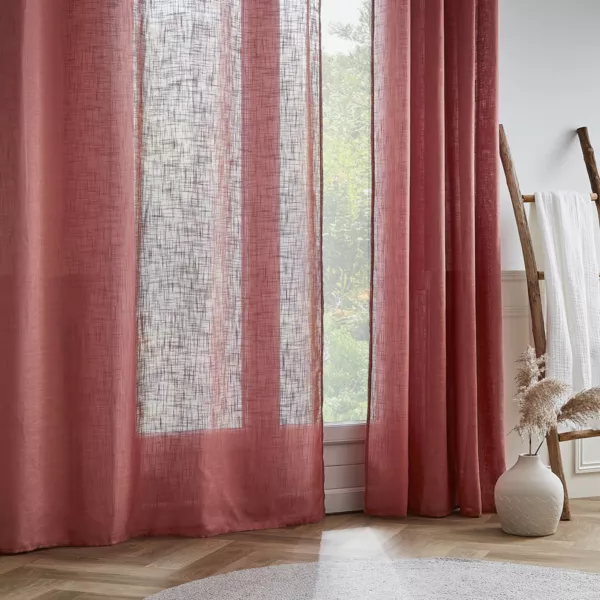 Breed gordijn met linnen effect (400 x 240 cm) Robin Terracotta