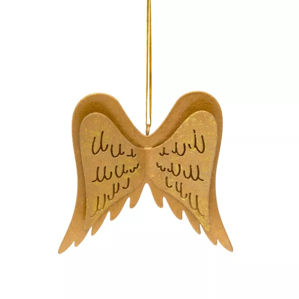 Kerstophanging in metaal (H11 cm) Engelenvleugels Goud