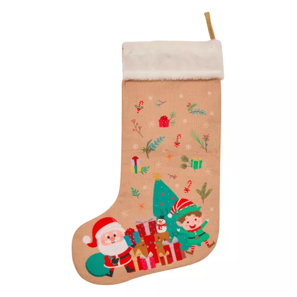 Julest�vle i jute (H45 cm) Nisse og Julemand Multifarvet