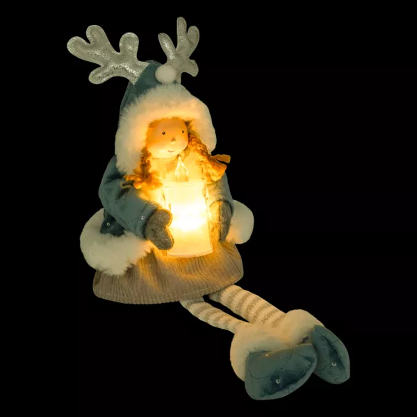 Bambola luminosa seduta (H41 cm) Alice e candela Azzurro
