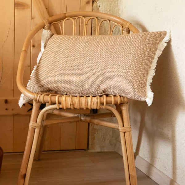 Coussin rectangulaire coton textur� (50 x 80 cm) Jamy Marron