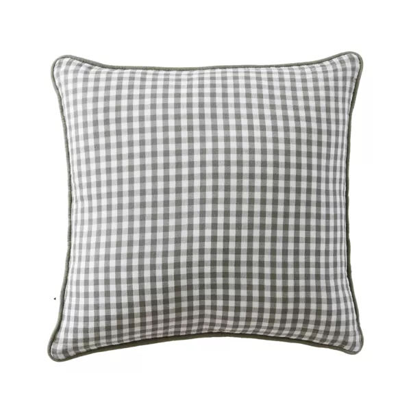 Coussin carr� gaze de coton (45 x 45 cm) Ga�a vichy Vert romarin