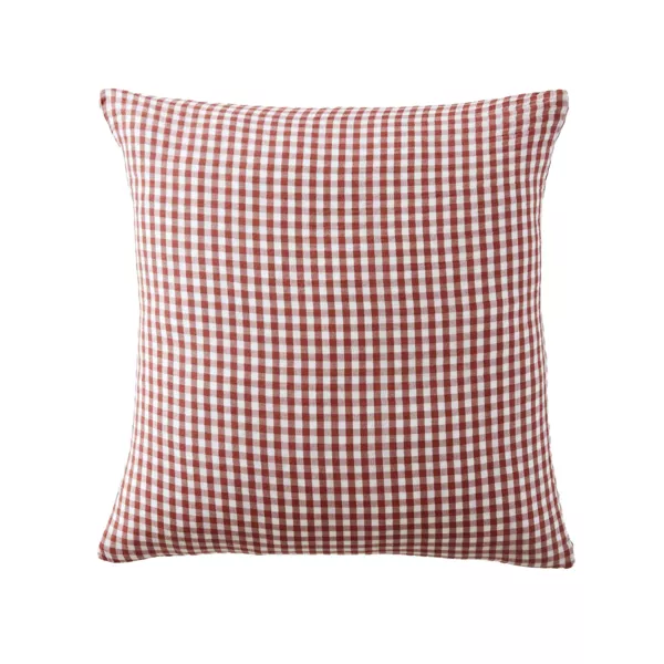 Taie d'oreiller carr�e gaze de coton (60 x 60 cm) Ga�a vichy Terracotta