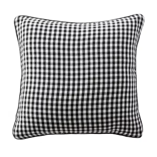 Coussin carr� gaze de coton (45 x 45 cm) Ga�a vichy Noir