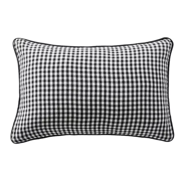 Coussin rectangulaire gaze de coton (40 x 60 cm) Ga�a vichy Noir