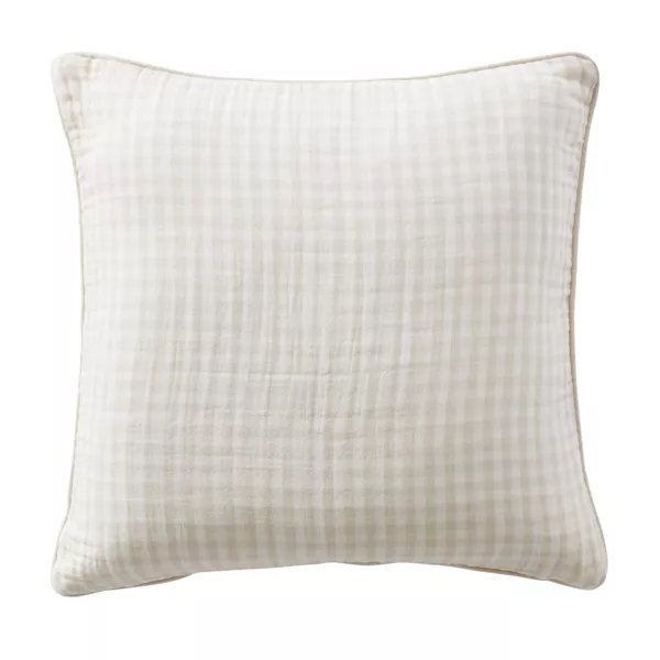 Coussin carr� gaze de coton (45 x 45 cm) Ga�a vichy Beige