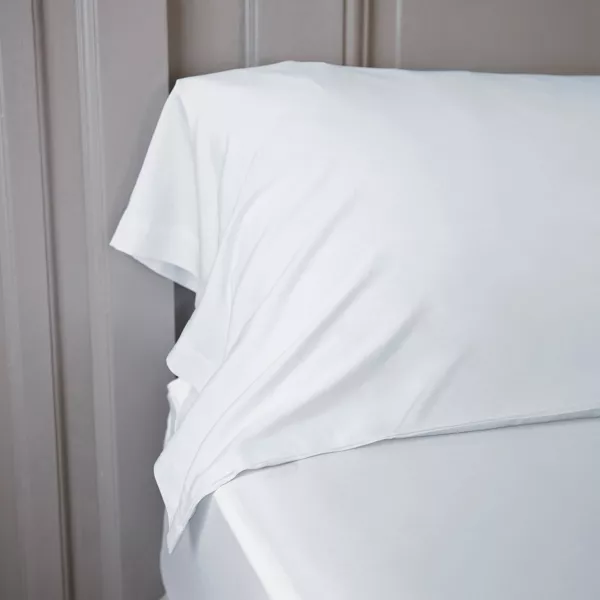 Funda de almohad�n alargado en sat�n de bamb� (L185 cm) Sienna Blanco chantilly