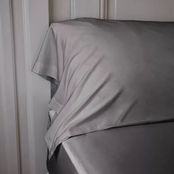 Rechteckiger Nackenrollenbezug Bambus-Satin (L185 cm) Sienna Granitgrau