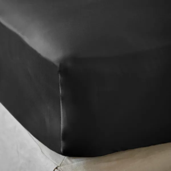 Drap housse satin de bambou (160 x 200 cm) Sienna Noir