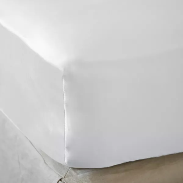 Sábana bajera en satén de bambú (160 x 200 cm) Sienna Blanco chantilly