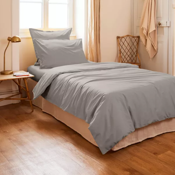 Housse de couette percale de coton (140 x 200 cm) Cali Gris clair