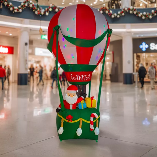 Montgolfi�re et P�re No�l gonflable (H210 cm) Santa Claus