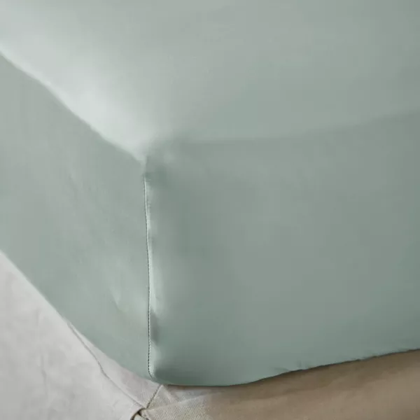 Lenzuolo sotto con angoli in raso di bamb� (90 x 190 cm) Sienna Verde eucalipto
