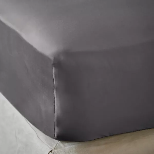 Lenzuolo sotto con angoli in raso di bamb� (200 x 200 cm) Sienna Grigio granito