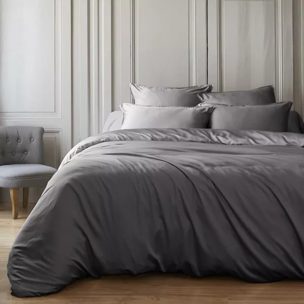 Funda de edred�n de sat�n de bamb� (280 x 240 cm) Sienna Gris granito
