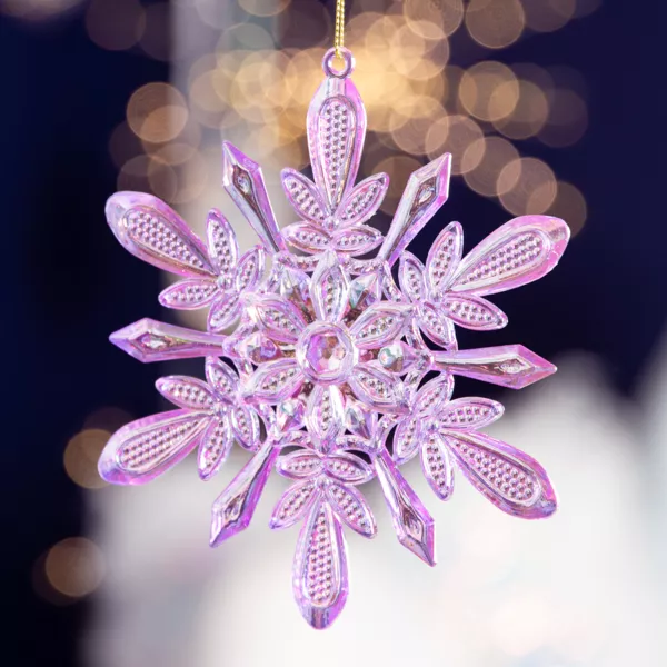 Flocon de Neige � suspendre (H14 cm) Glac� Violet