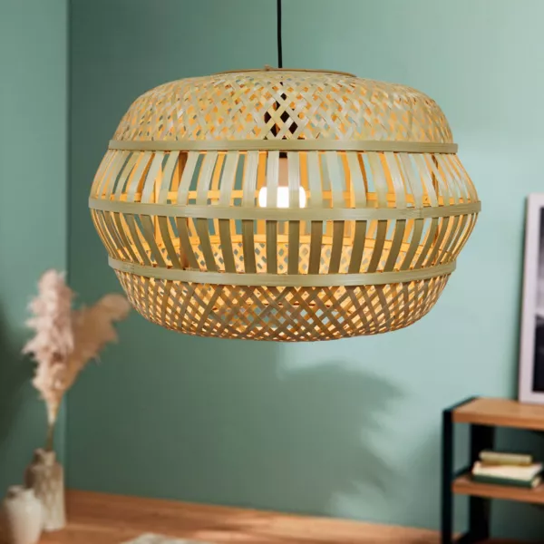 Suspension lumineuse en bambou ajour� (D50 cm) Manresa Naturel