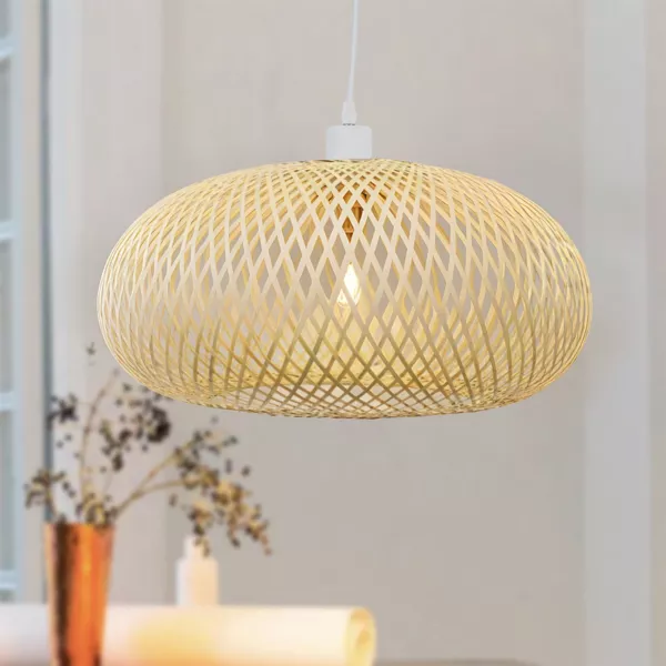 Suspension lumineuse en bambou (D46 cm) Rotana Naturel