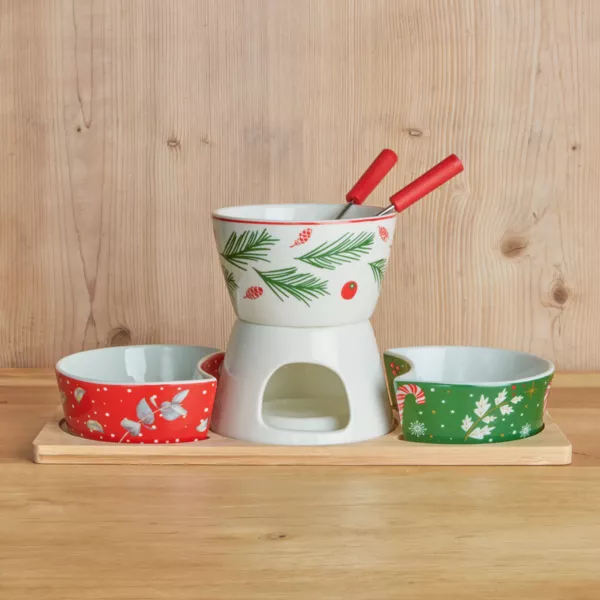 Schokoladen-Fondue-Set aus Porzellan Weihnachtsfeinschmecker