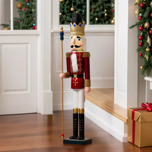 Soldado Cascanueces de madera (H89 cm) Augustin el príncipe Burdeos