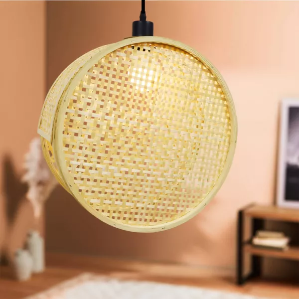 Suspension lumineuse ronde en bambou (D40 cm) Oraya Naturel