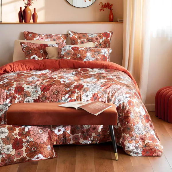 Housse de couette gaze de coton (260 x 240 cm) Ga�a azal�e Terracotta