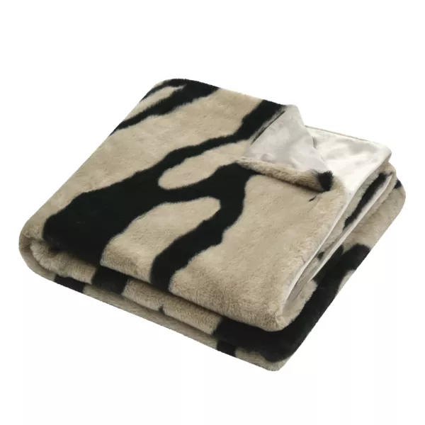 Plaid aus Kunstfell im Zebramuster (130 x 160 cm) Fauves Taupe