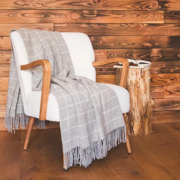 Plaid i uld og cashmere (140 x 200 cm) Camille Grå