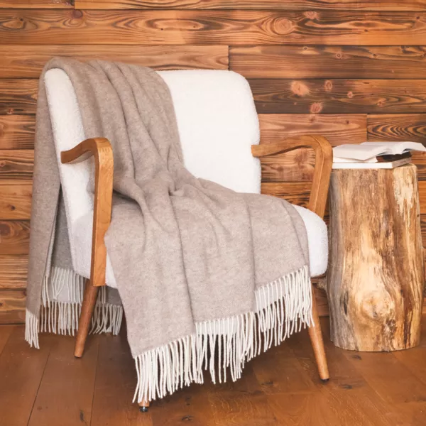 Plaid de lana y cachemira (140 x 200 cm) C�me Beige