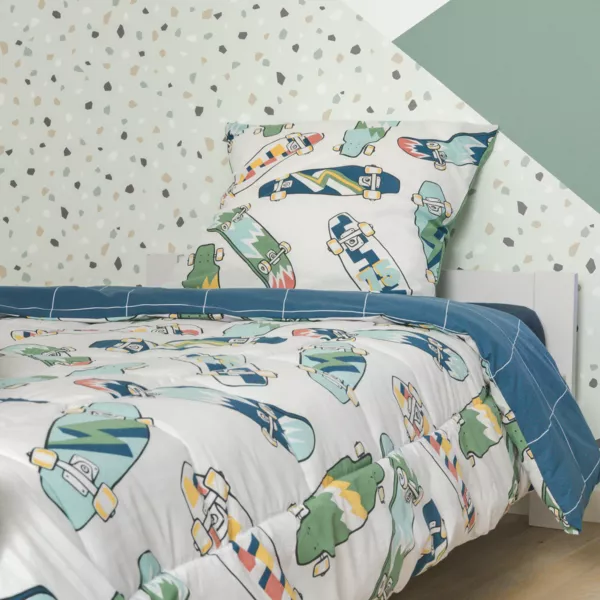 Kinderdekbed katoen bedrukt (140 x 200 cm) California Blauw