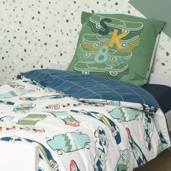 Housse de couette et une taie enfant coton (140 x 200 cm) California Bleu