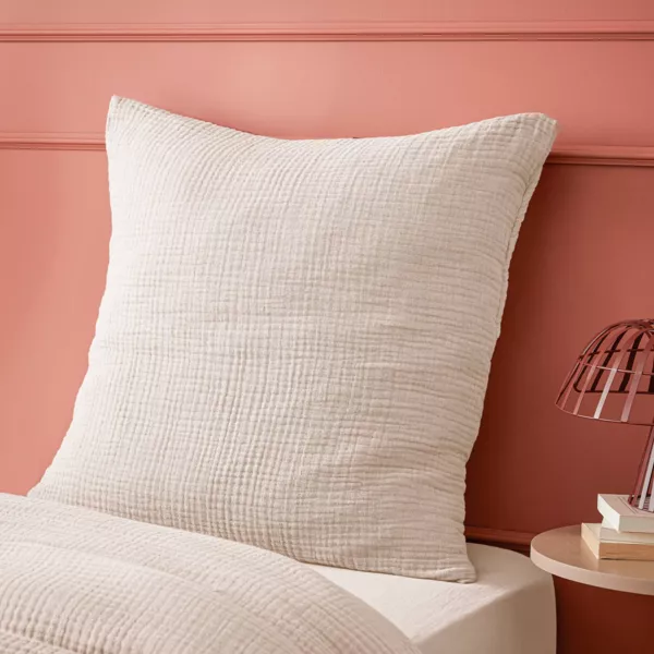 Taie d'oreiller quadruple gaze de coton (60 x 60 cm) Victoria x Ga�a Beige pampa