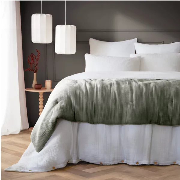 Runner letto quadrupla garza di cotone (90 x 220 cm) Victoria x Ga�a Verde rosmarino