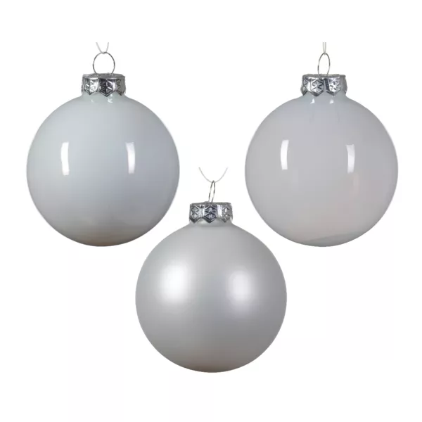 Lot de 21 boules de No�l en verre Assorties Cristal Blanc d'hiver