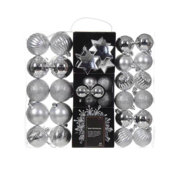 Kit de decoraci�n de �rbol de Navidad (40 piezas) Cristal Plata