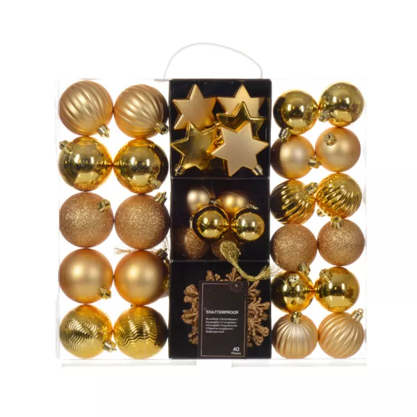 Weihnachtsbaum Dekorationsset (40 Stk) Kristall Gold