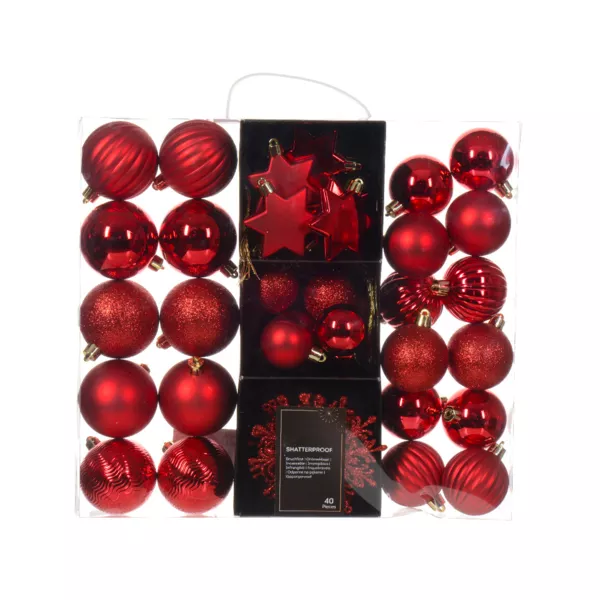 Weihnachtsbaum Dekorationsset (40 St�ck) Kristallrot