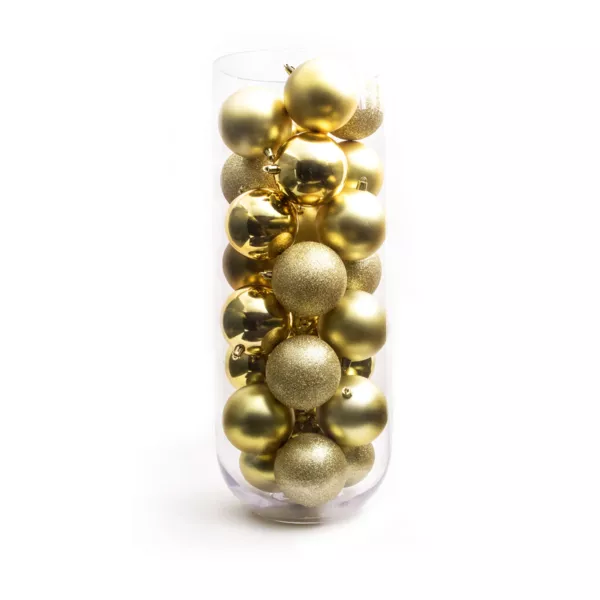 30er Set Weihnachtskugeln (D80 mm) New Alpine Gold