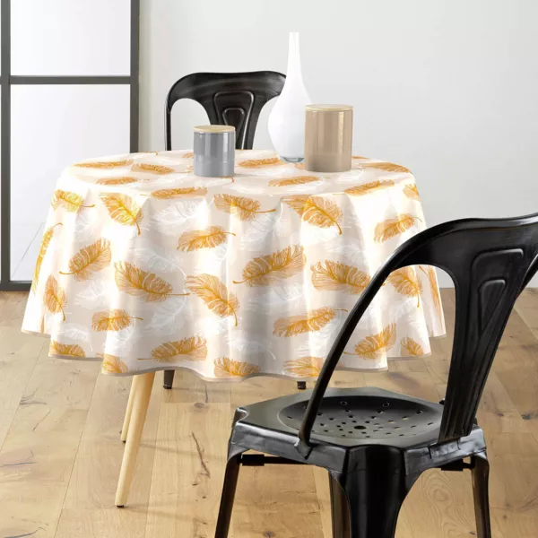 Nappe enduite PVC Ronde (160 cm) Sarina Taupe