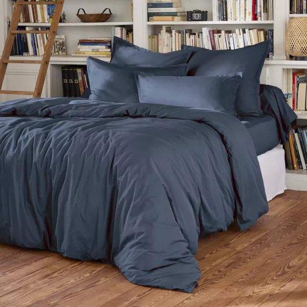 Housse de couette percale de coton (260 x 240 cm) Cali Bleu marine