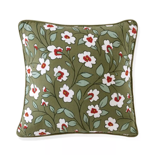 Coussin carr� gaze de coton (45 x 45 cm) Ga�a marguerite Vert romarin