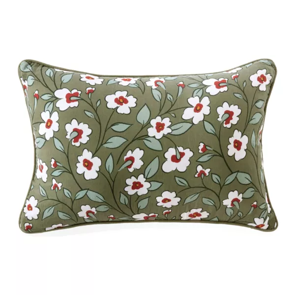 Cuscino rettangolare in garza di cotone (40 x 60 cm) Ga�a margherita Verde rosmarino