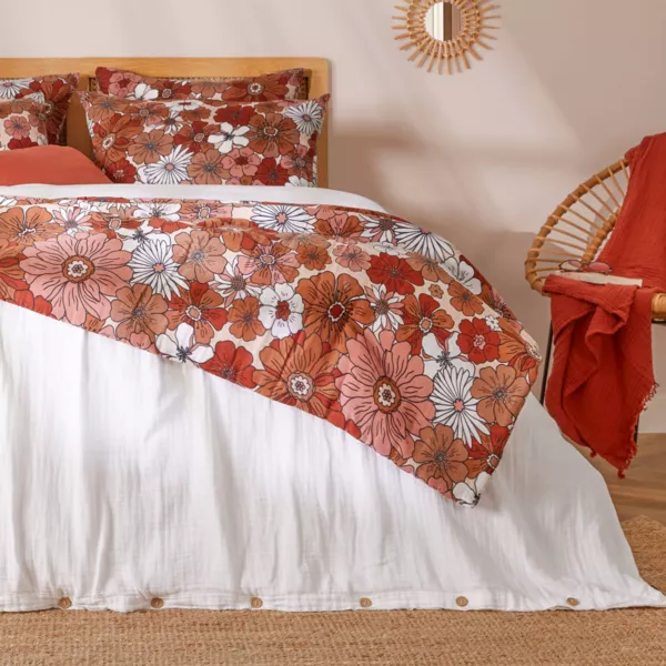 Edredon gaze de coton (90 x 200 cm) Ga�a azal�e Terracotta