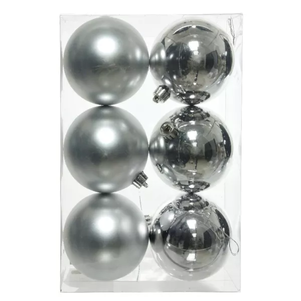 Lot de 6 boules de No�l (D80 mm) Alpine Argent